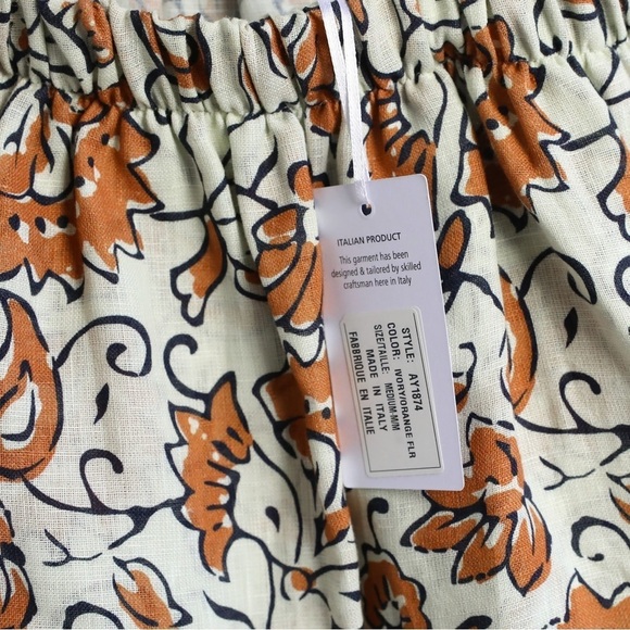 NWT Le Ragazze made in Italy 100% linen top M tiered floral print cottagecore - Picture 3 of 14